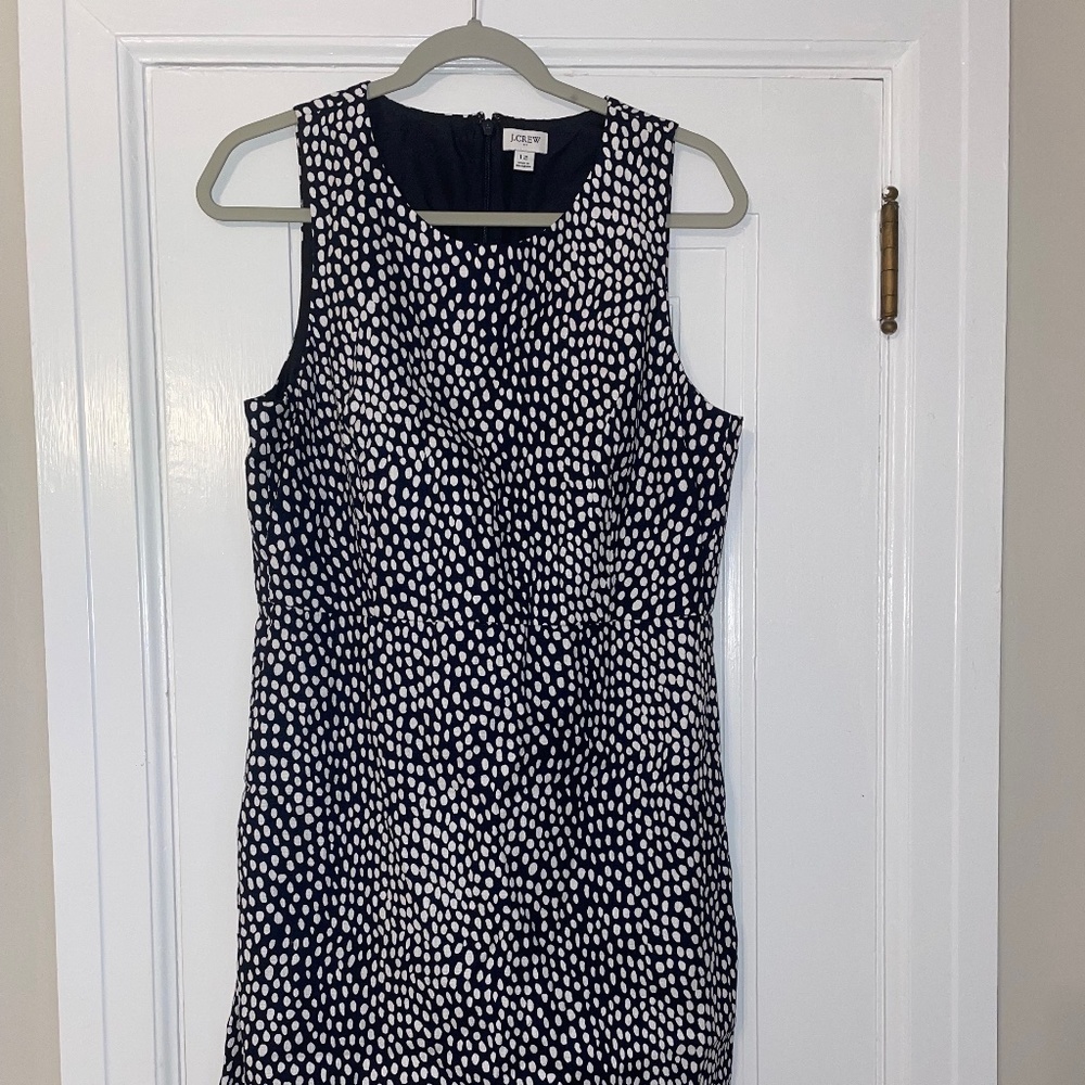 J.Crew factory basketweave sheath navy and white dress.